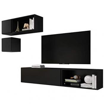 Conjunto de salón Charlotte C110, negro, con mesa de TV
