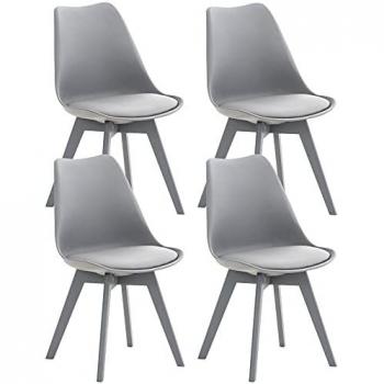 Set di 4 Sedie Linares Grigio in Plastica con Struttura in Legno