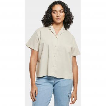 Camicia Urban Classics 5XL in lino misto, maniche corte, Soft Seagrass
