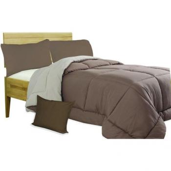 Trapunta Mr Piumone Tinta Unita Panna Marrone 350 gr. Double Face Inverno 260 × 260 cm con Federa Matrimoniale