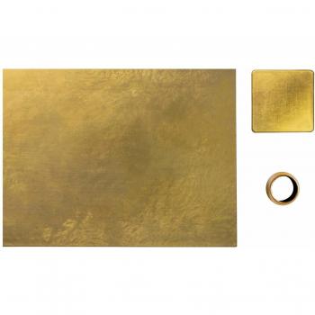 Argon Tableware Gold Placemats, Coasters & Napkin Rings Set