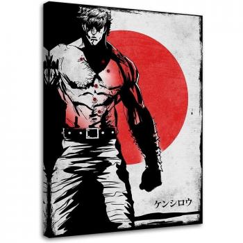 Crimson Warrior Canvas – Muscular Man & Solar Blaze, 40x60, Red