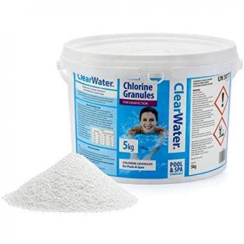 Clearwater Swimming Pool and Spa Chlorine Granules 5kg Pail for Outdoor Water Cleanliness