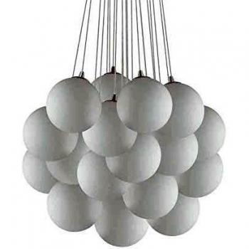 Lámpara colgante MAPA BIANCO de 22 luces, blanca y tipo de bombilla E14