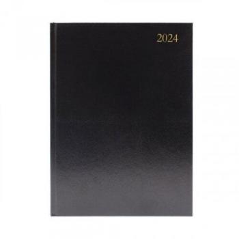 Desk Diary 2 Days Per Page A4 Black 2024