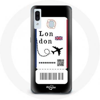 Carcasa Samsung Galaxy A40 Billete Londres Negra Flexible
