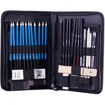 Kit de dibujo a lápiz con bolsa de lona y cuchillos de carbón, 36/40 unidades