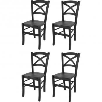 Tommy Chairs 4× Cross Noir Bois de Hêtre
