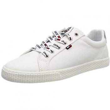 Tommy Jeans Hilfiger Denim Sneakers Basses Femme, Blanc