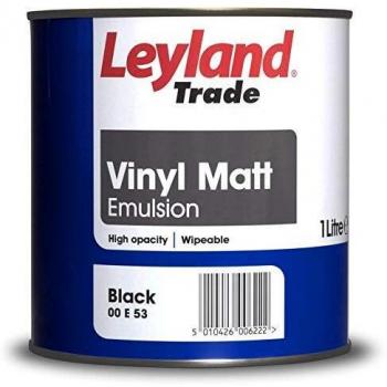Vinyl Matt Emulsion Paint by Leyland Trade, Black, 1L