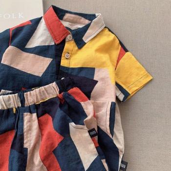 Conjunto de Verano para Niños, Camisa de Manga Corta y Pantalones Cortos, 2 Uds