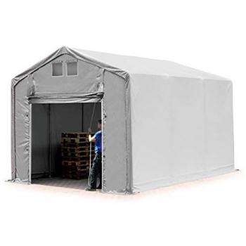 Industrial Tent 4x6m, 3m Sides, Grey PVC 850 with Pull-Up Gate