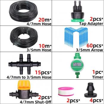 Bonsai Plant Watering System with Blue Elbow Emitters 4/7 to 3/5mm Hose