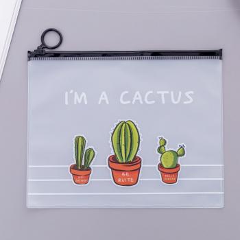 Bolsa de almacenamiento A5 con cremallera y cactus