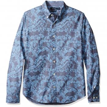 Nautica Slim Print Chambray Shirt (Men) – Dress Blue, L
