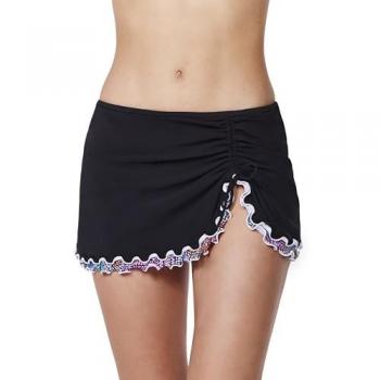 Skirted Side‑Slit Tricolore Bikini Bottom by Gottex – Black (46)