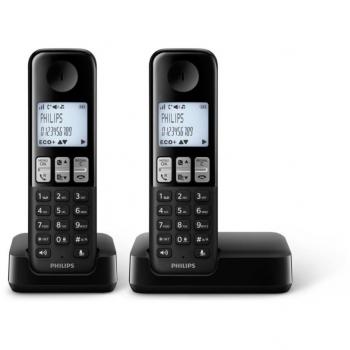 Teléfono Inalámbrico Philips D2302B/23, Dúo Pack, Polifónico, Digital, Compatible con AAA