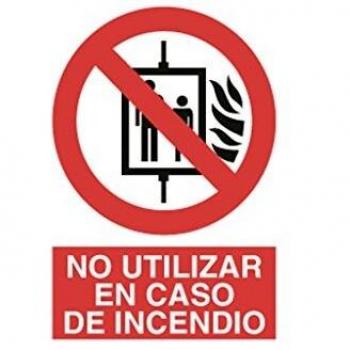 Cofan Señal Adhesiva Prohibido Usar en Incendio 148x105