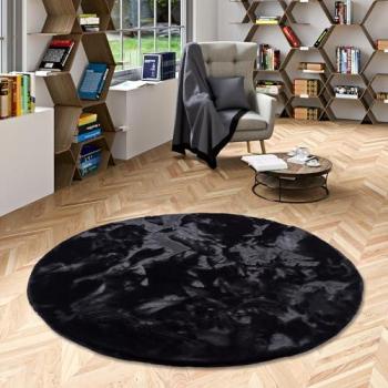 Mousse de Fausse Fourrure Noir Pergamon 160x160 cm