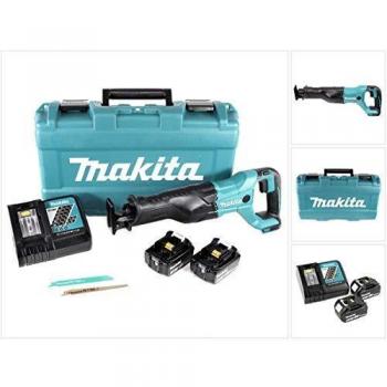 Makita DJR 186 RFK Sierra de sable inalámbrica 18V en maletín + 2 baterías 3,0 Ah + cargador rápido