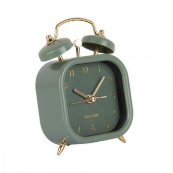 Karlsson Square Wecker – Klassisch‑Metallic Jungle Grün