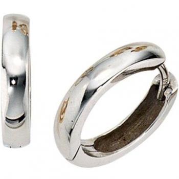 Damen Creolen 13.9mm 375 Weißgold Klappmechanik