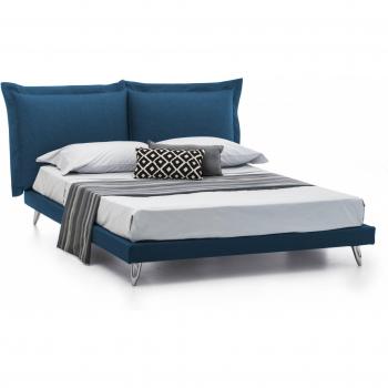 Cama Dmora – Tela Azul, 160x190 cm, 100% Made in Italy