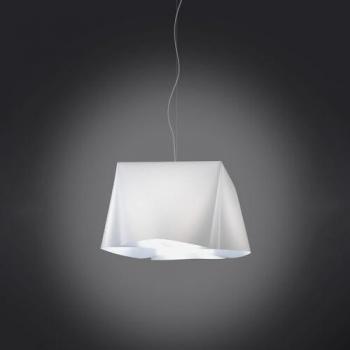 Iluminación Suspendida Blanca en Metal Cromado 45x21 cm