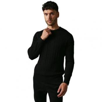Debenhams Premium Pure Cotton Cable Crew Neck Jumper – Black, M