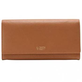 L.Credi Evelyn Wallet in Brown Leather 20 cm