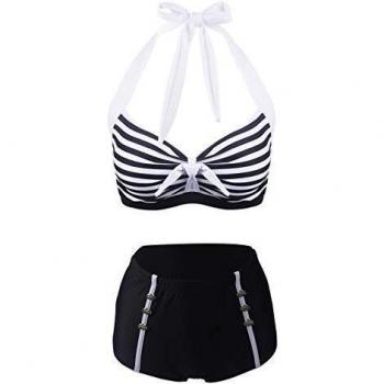 Schwarzer Laorchid Neckholder Bikini 2XL