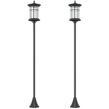 Farolas solares exterior outsunny acero inoxidable, abs negro 23.5x23.5x184 cm b30-054v01bk