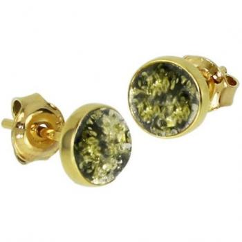 Ostsee-Schmuck Ohrstecker Classic 6 mm – Sterling‑Silber 925, vergoldet, Berns