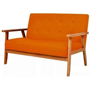 2-Seater Sofa in Yellow Fabric