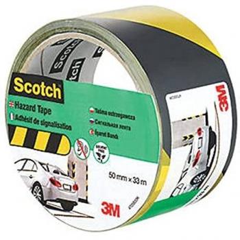 Rolls of Scotch Hazard Warning Tape Black & Yellow Self Adhesive 50mm x 33m