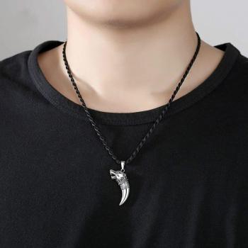 Silver Plated Wolf Pendant Sweater Chain Jewelry