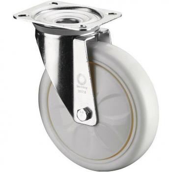 Roulettes à bascule 150 mm, plat L135xB110 mm, charge maximale 300 kg – couleur blanc