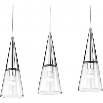 Hängeleuchte Cono 3-flammig chrom/transparent E14