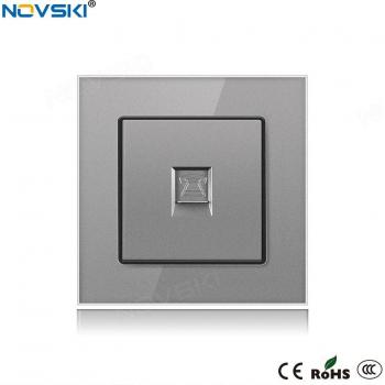 Elegant RJ11 Telephone Wall Data Socket with Crystal Panel 86mm CAT3, White Black Gold