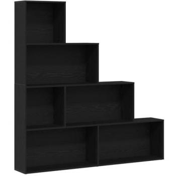 Libreria a Muro Nero Rovere 155x24x160 cm – Legno Ingegnerizzato
