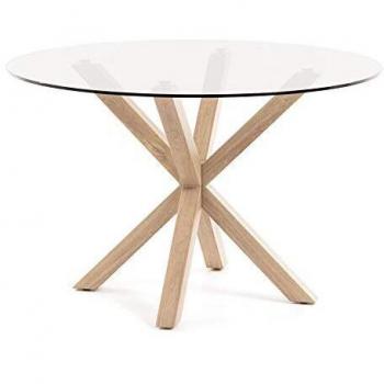 Mesa Argo de Comedor Redonda Ø 119 cm Cristal y Patas de Acero