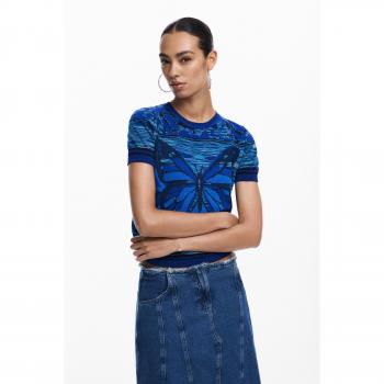 Camiseta Azul Desigual con Motivo de Mariposas