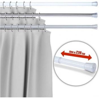 Tringle à Rideau de Douche Réglable 110-200 cm en Aluminium Blanc