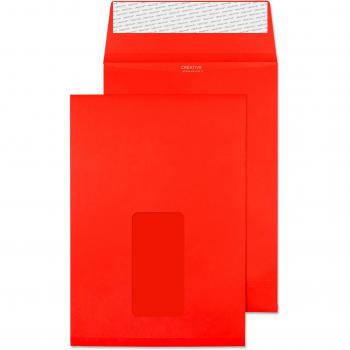 Blake Creative Colour C5 229 x 162 x 25 mm 120 gsm Gusset Pocket Peel & Seal Window Envelopes (6061W) Pillar Box Red