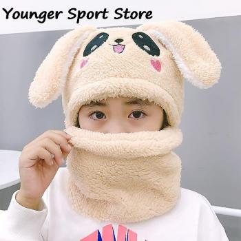 Fleece Kids Hat and Scarf with Cartoon Design