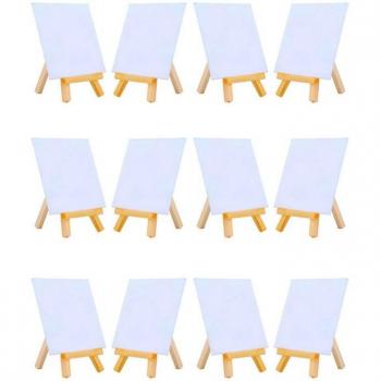 Mini Canvas and Easel Set for School Projects, 4x4 Inch, 12 Pack