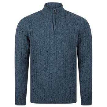 Tokyo Laundry Mens 1/4 Zip Mid‑Blue Cotton‑Blend Sweater – XL
