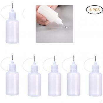 Botellas de pegamento para manualidades con punta de precisión, 6 uds