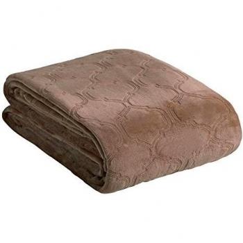 Highbridge Home Arabesque Engraved Throw Blanket, 50-Inch x 60-Inch (Tan)