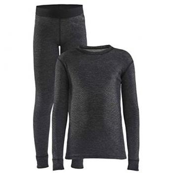 Core Wool Merino Set Bambini – Maglia Funzionale Unisex Nero 164
